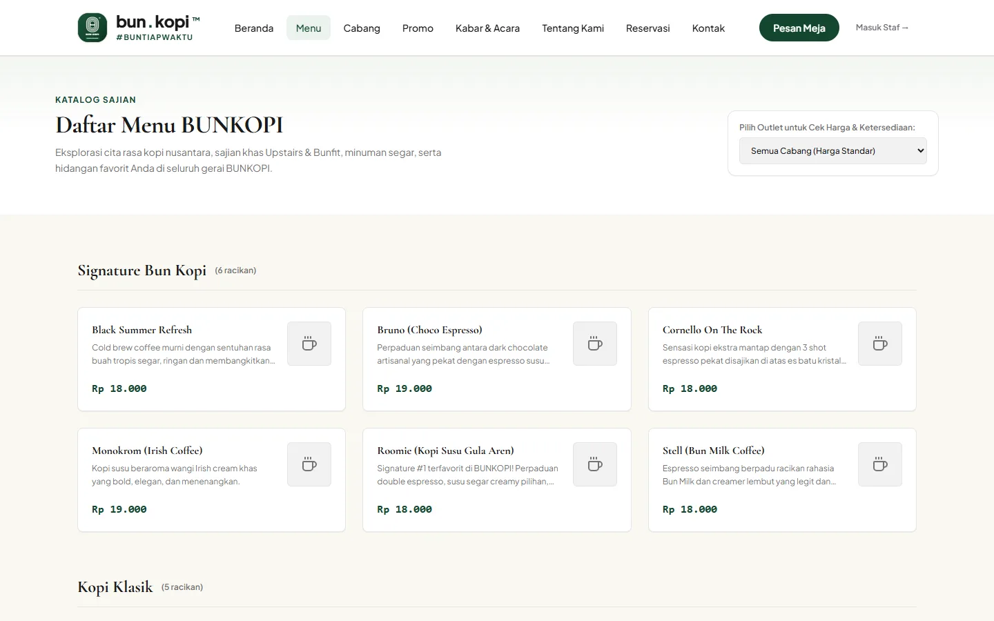 Portal Web Publik Katalog Menu Interaktif & Sistem Reservasi Meja Pelanggan